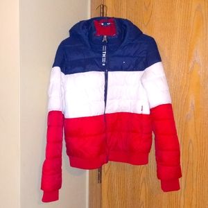 "TOMMY HILFIGER" Zip- up hooded jacket Size: M (PLZ READ DESCRIPTION CAREFULLY)